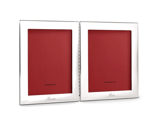 Mayfair 4×6 Narrow Silver Hinged Double Photo Frame With Mount