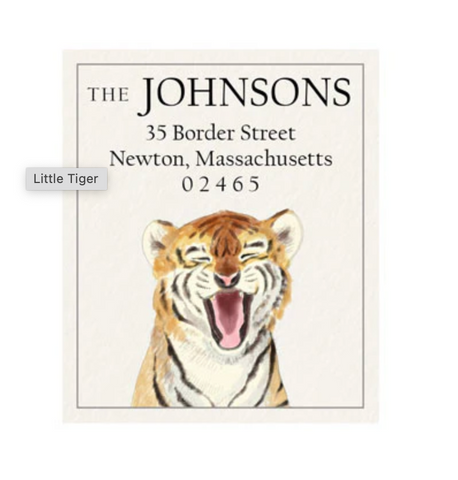 Return Address Labels, Little Tiger, Set of 100