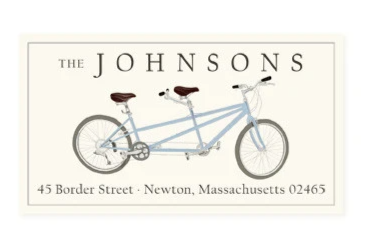 Panoramic Address Labels, Blue Tandem, Set of 45