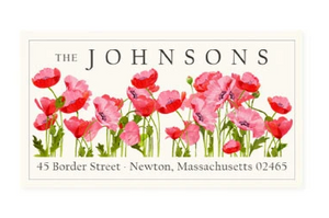 Panoramic Address Labels, Poppies, Set of 45